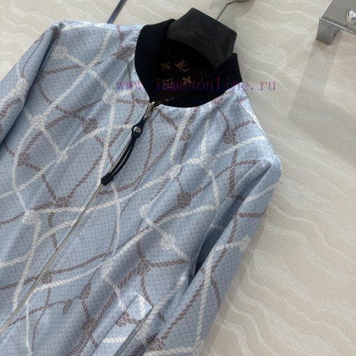AW77588 L25s Ice Blue Louis Vuitton MONOGRAM Dark Pattern Chain Printed Silk Jacket With Fairy ypuepcow - Image 5