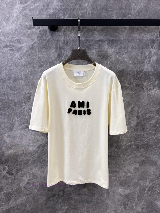 ZT60562 Ami Pa * Is 25Ss Early Spring New Three-dimensional Crochet Craft Letter Round Neck Sho ts7kx0ml - Image 2