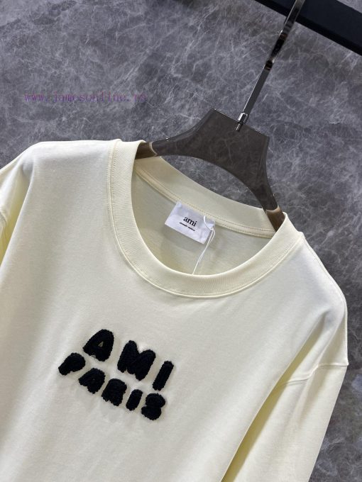 ZT60562 Ami Pa * Is 25Ss Early Spring New Three-dimensional Crochet Craft Letter Round Neck Sho ts7kx0ml - Image 4