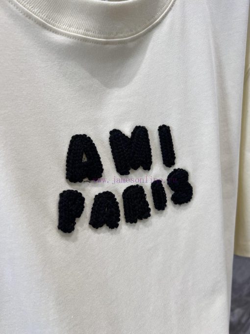 ZT60562 Ami Pa * Is 25Ss Early Spring New Three-dimensional Crochet Craft Letter Round Neck Sho ts7kx0ml - Image 6