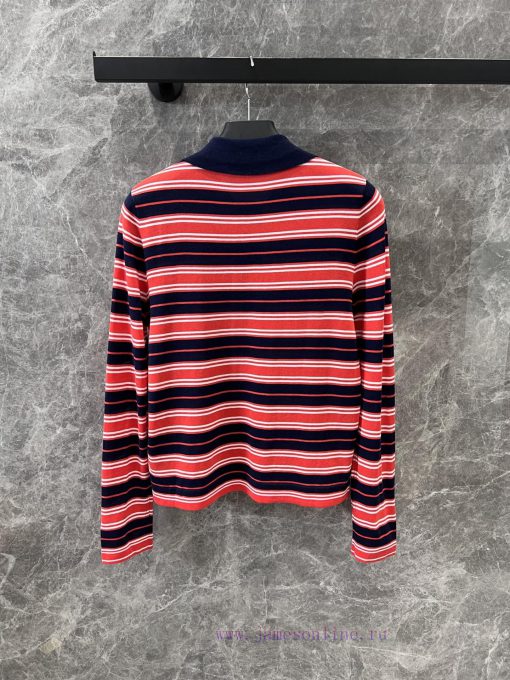 ZT60577 Prada 25s Early Spring Limited Edition Striped Polo Knitted Long Sleeve Top 丨 YB Develo 7xjmwwzy - Image 3