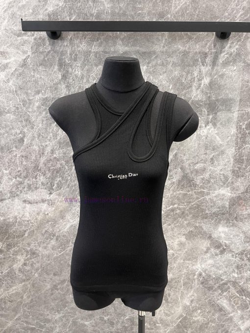 ZT60578 Dior 25ss Spring/Summer New Collection Letter Embroidered Cotton Ribbed Fake Two Piece xl1uy8q5 - Image 2