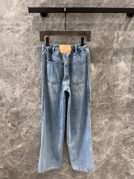ZK60587 Alexander Wang 25Ss Early Spring New Elastic Waist With Embossed Denim Pants On Both Si n43xnpz8 - Image 3