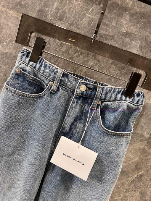 ZK60587 Alexander Wang 25Ss Early Spring New Elastic Waist With Embossed Denim Pants On Both Si n43xnpz8 - Image 4