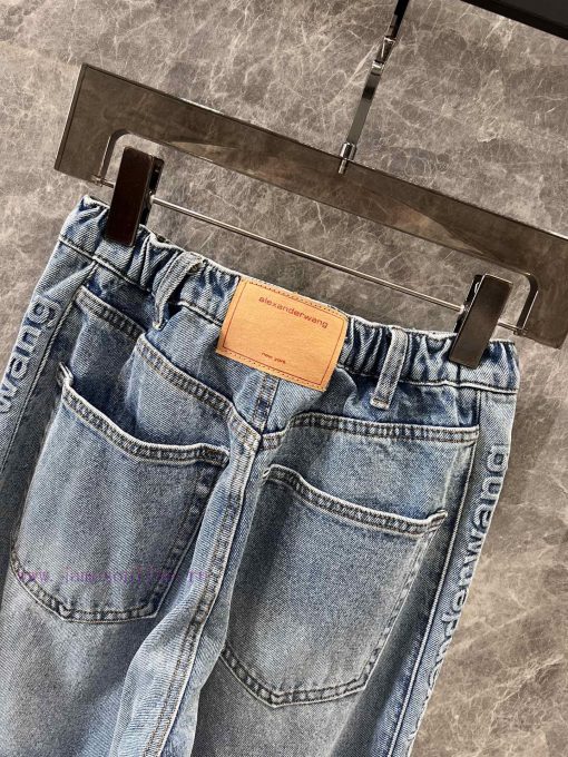 ZK60587 Alexander Wang 25Ss Early Spring New Elastic Waist With Embossed Denim Pants On Both Si n43xnpz8 - Image 5