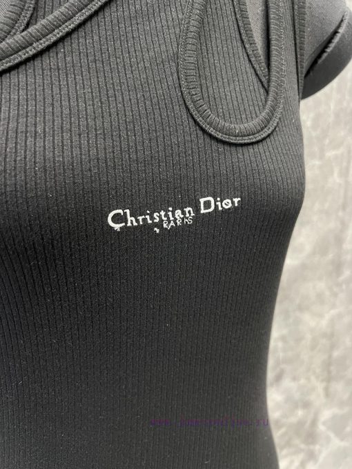 ZT60578 Dior 25ss Spring/Summer New Collection Letter Embroidered Cotton Ribbed Fake Two Piece xl1uy8q5 - Image 6