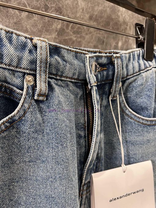 ZK60587 Alexander Wang 25Ss Early Spring New Elastic Waist With Embossed Denim Pants On Both Si n43xnpz8 - Image 6