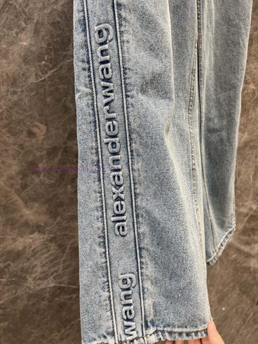 ZK60587 Alexander Wang 25Ss Early Spring New Elastic Waist With Embossed Denim Pants On Both Si n43xnpz8 - Image 7