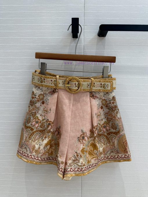 New Product BK76172 Zm * 25 Spring And Summer Vacation Cream Powder Floral Linen Shorts A Must- eqr6ti84