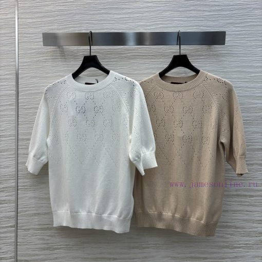 CT76232 Gucci 25 Spring/Summer New GG Gucci Hollow Knitted Short Sleeve Color Is Very Suitable w1d7kiwm - Image 2