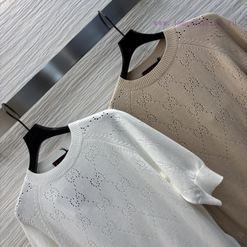 CT76232 Gucci 25 Spring/Summer New GG Gucci Hollow Knitted Short Sleeve Color Is Very Suitable w1d7kiwm - Image 5