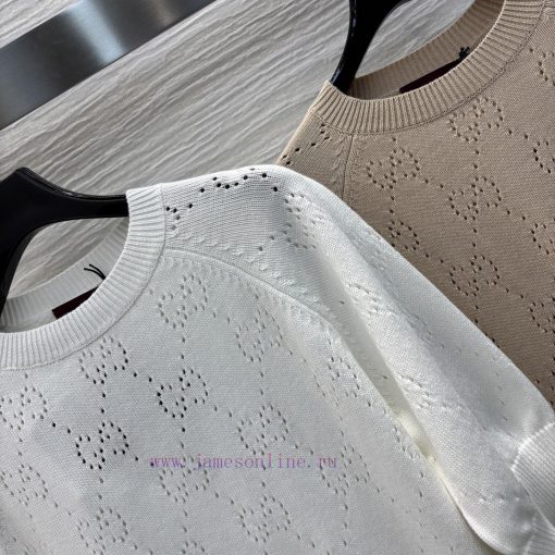 CT76232 Gucci 25 Spring/Summer New GG Gucci Hollow Knitted Short Sleeve Color Is Very Suitable w1d7kiwm - Image 6