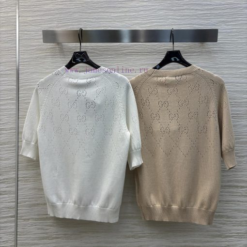 CT76232 Gucci 25 Spring/Summer New GG Gucci Hollow Knitted Short Sleeve Color Is Very Suitable w1d7kiwm - Image 8