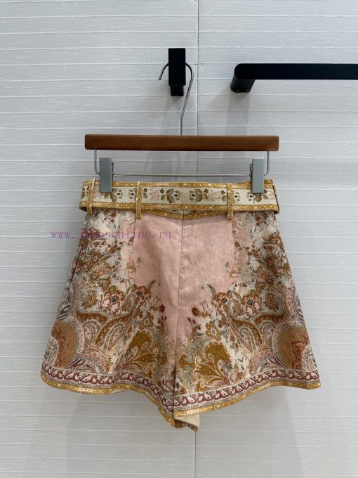 New Product BK76172 Zm * 25 Spring And Summer Vacation Cream Powder Floral Linen Shorts A Must- eqr6ti84 - Image 8