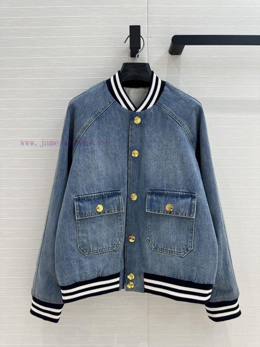 Strongly Recommend BW76253 Ce * 25s New Product Washed Blue Denim Baseball Jacket Jacket Back L tp33zrqv - Image 2