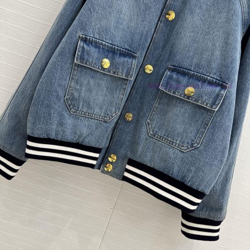 Strongly Recommend BW76253 Ce * 25s New Product Washed Blue Denim Baseball Jacket Jacket Back L tp33zrqv - Image 5