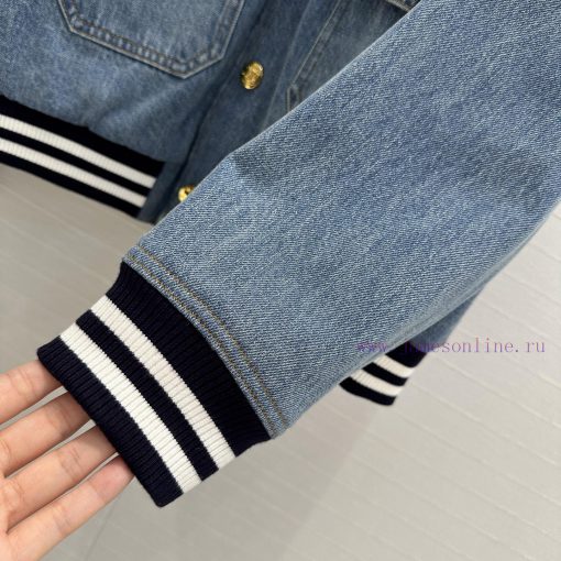 Strongly Recommend BW76253 Ce * 25s New Product Washed Blue Denim Baseball Jacket Jacket Back L tp33zrqv - Image 6