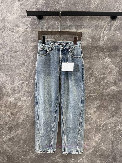 ZK60608 Alexa * Der Wang 25Ss Early Spring New Letter Hot Drill Scimitar Jeans Trousers | Yb Th owsrowy3 - Image 2