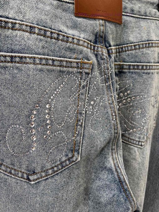 ZK60608 Alexa * Der Wang 25Ss Early Spring New Letter Hot Drill Scimitar Jeans Trousers | Yb Th owsrowy3 - Image 7
