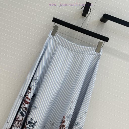 BB76313 Benang Jarum 25 Early Spring New Product Printed Striped Long Half Skirt With Tree Shad 180tnc9t - Image 3