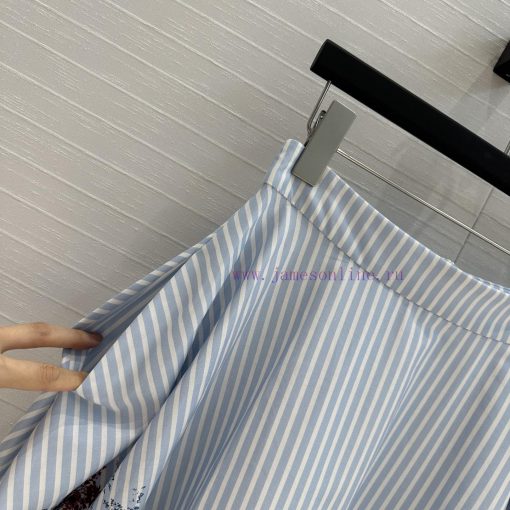 BB76313 Benang Jarum 25 Early Spring New Product Printed Striped Long Half Skirt With Tree Shad 180tnc9t - Image 4