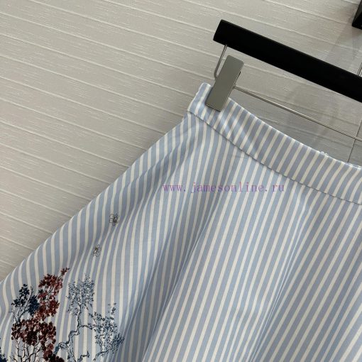 BB76313 Benang Jarum 25 Early Spring New Product Printed Striped Long Half Skirt With Tree Shad 180tnc9t - Image 5