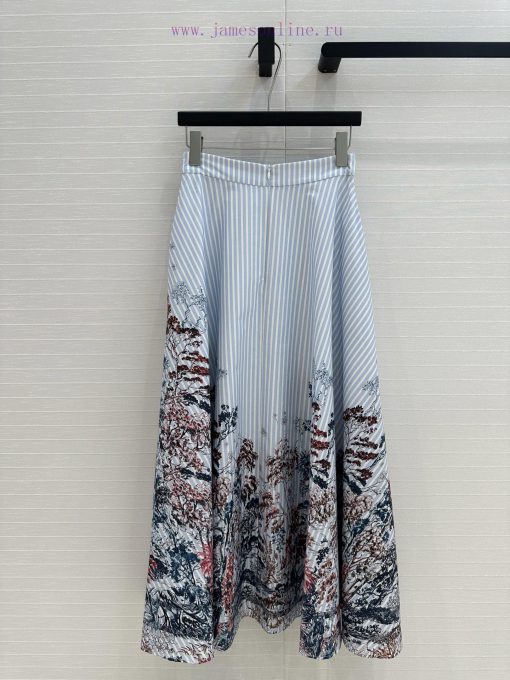 BB76313 Benang Jarum 25 Early Spring New Product Printed Striped Long Half Skirt With Tree Shad 180tnc9t - Image 8