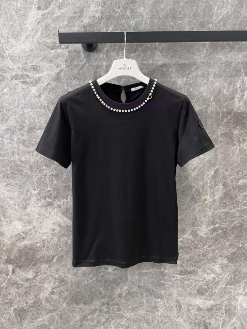 ZT60703 Moncler 25 Early Spring New Collar Nail Bead Round Neck Short Sleeved T-shirt 丨 YB Deve h5a6y6ep