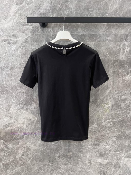 ZT60703 Moncler 25 Early Spring New Collar Nail Bead Round Neck Short Sleeved T-shirt 丨 YB Deve h5a6y6ep - Image 3