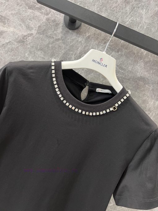 ZT60703 Moncler 25 Early Spring New Collar Nail Bead Round Neck Short Sleeved T-shirt 丨 YB Deve h5a6y6ep - Image 4