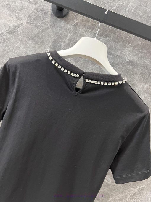 ZT60703 Moncler 25 Early Spring New Collar Nail Bead Round Neck Short Sleeved T-shirt 丨 YB Deve h5a6y6ep - Image 5