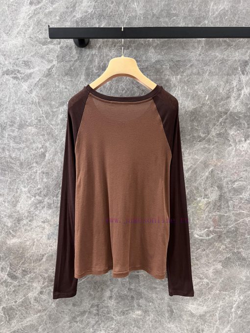 ZT60708 Miumi * 25Ss Spring/Summer New Micro Logo Splicing Long Sleeve T-shirt | YB Developed S kxxau7zc - Image 3