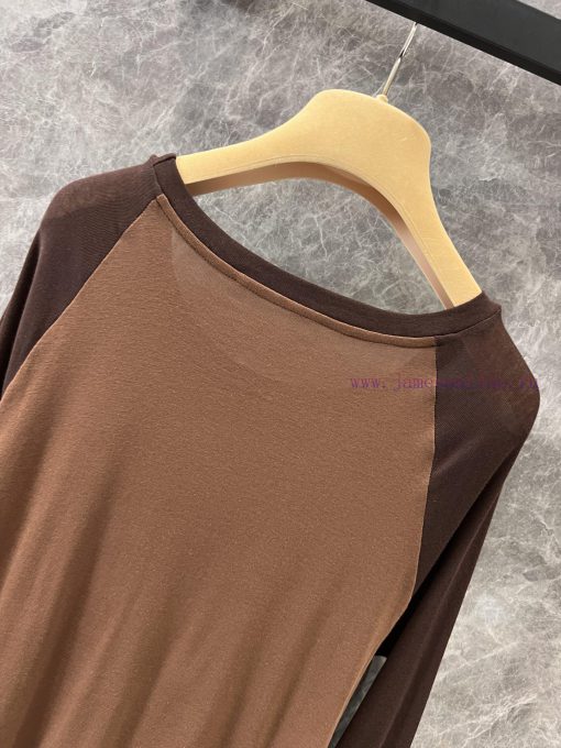 ZT60708 Miumi * 25Ss Spring/Summer New Micro Logo Splicing Long Sleeve T-shirt | YB Developed S kxxau7zc - Image 5