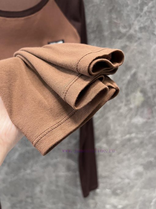 ZT60708 Miumi * 25Ss Spring/Summer New Micro Logo Splicing Long Sleeve T-shirt | YB Developed S kxxau7zc - Image 9