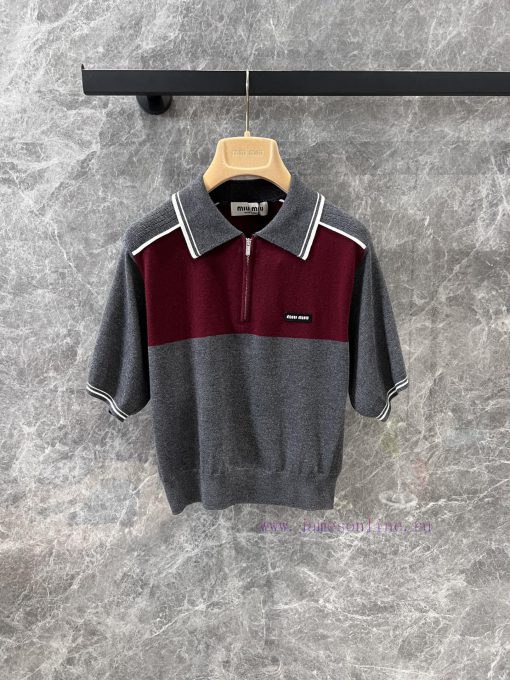 ZT60710 Miumi * 25Ss Spring/Summer New Dopamine Contrast Polo Collar Short Sleeve Top | YB Deve xc0x0uhc