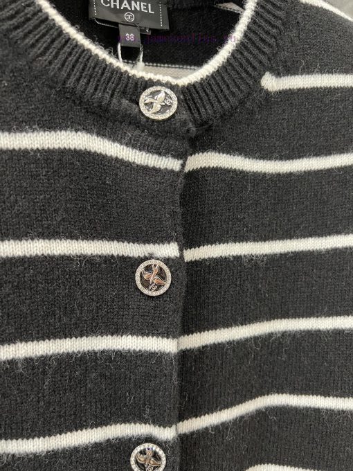 ZW60709 Chanel 25Ss Early Spring New Striped Knitted Cardigan | Produced Round Neck Cardigan Cu 0z61o0vz - Image 6