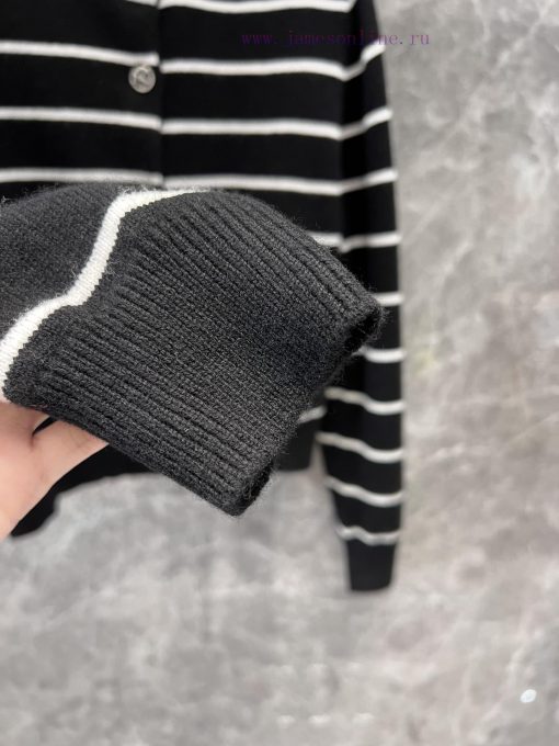 ZW60709 Chanel 25Ss Early Spring New Striped Knitted Cardigan | Produced Round Neck Cardigan Cu 0z61o0vz - Image 8