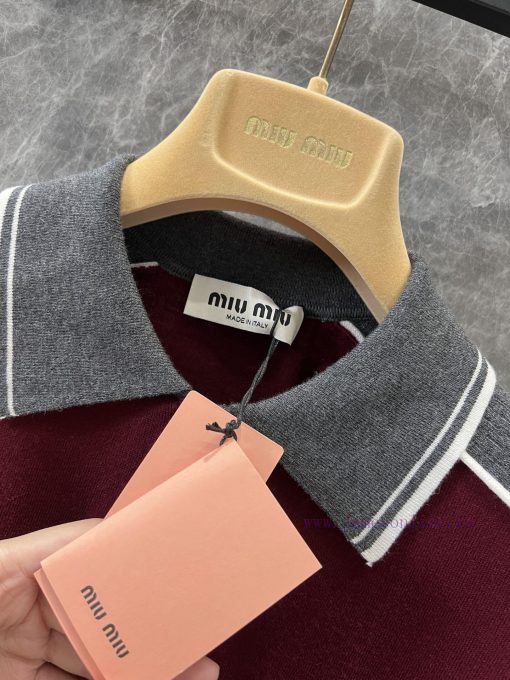 ZT60710 Miumi * 25Ss Spring/Summer New Dopamine Contrast Polo Collar Short Sleeve Top | YB Deve xc0x0uhc - Image 9