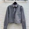 CW76895 Louis Vuitton 25 Early Spring New Collection Gray Washed Denim Series Lapel Short Shirt uvh331um