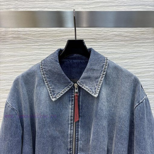 CW76892 Loewe 25 Early Spring New Collection Pleated Logo Leather Decoration Lapel Denim Jacket hzv3ykys - Image 3