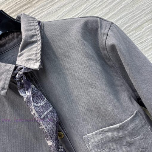 CW76895 Louis Vuitton 25 Early Spring New Collection Gray Washed Denim Series Lapel Short Shirt uvh331um - Image 5