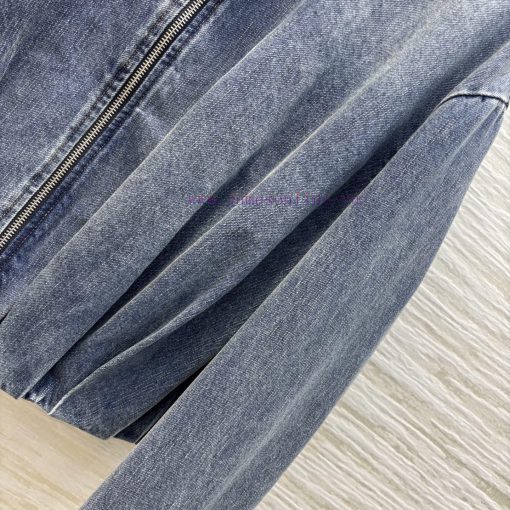 CW76892 Loewe 25 Early Spring New Collection Pleated Logo Leather Decoration Lapel Denim Jacket hzv3ykys - Image 7