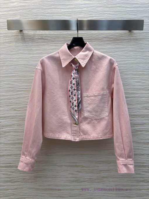 CC76897 Louis Vuitton 25 Early Spring New Collection Pink Washed Denim Series Lapel Short Shirt 1rygbv0k - Image 2