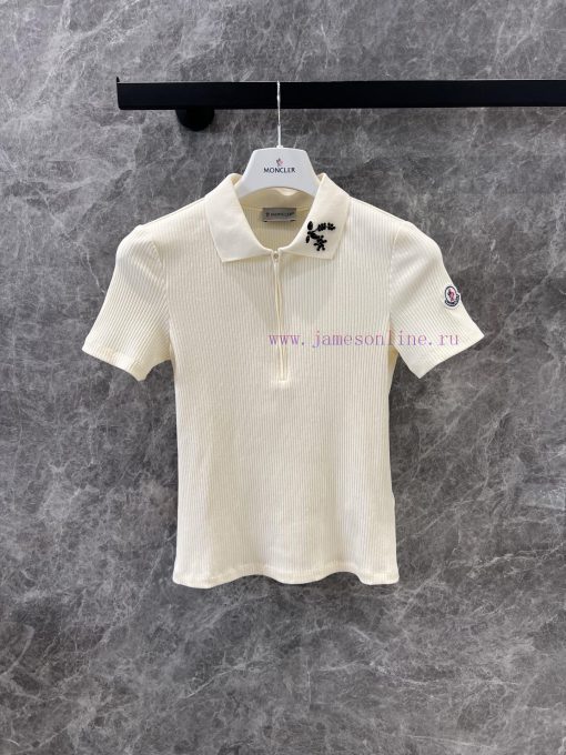 ZT60836 Moncl * 25Ss Spring/Summer New Collar Half Zipper Knitted Short Sleeve T-shirt | Produc 6qi177l9 - Image 2