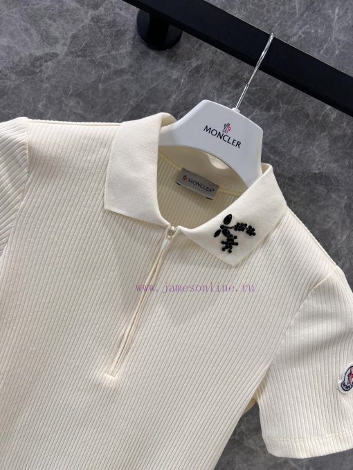 ZT60836 Moncl * 25Ss Spring/Summer New Collar Half Zipper Knitted Short Sleeve T-shirt | Produc 6qi177l9 - Image 4