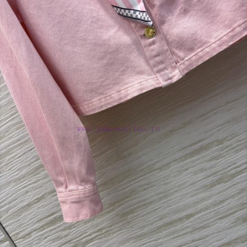 CC76897 Louis Vuitton 25 Early Spring New Collection Pink Washed Denim Series Lapel Short Shirt 1rygbv0k - Image 7