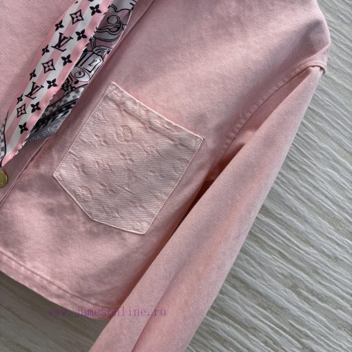 CC76897 Louis Vuitton 25 Early Spring New Collection Pink Washed Denim Series Lapel Short Shirt 1rygbv0k - Image 8