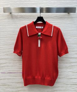 CT77005 Valentino 25 Early Spring New Collection Same As Jolin Tsai Polo Neck Red Knit Sweater asv5ykv0