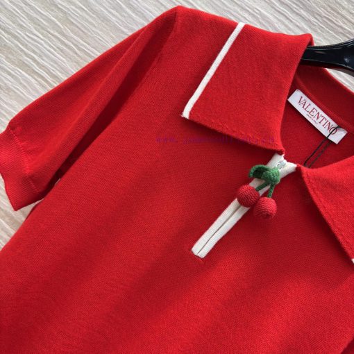 CT77005 Valentino 25 Early Spring New Collection Same As Jolin Tsai Polo Neck Red Knit Sweater asv5ykv0 - Image 4