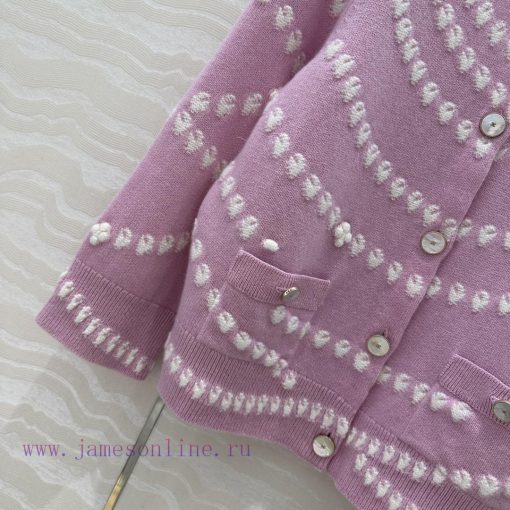High End AW76729 Coco Chanel 25P High-end Pearl Series Cashmere Cardigan With Relief Three-dime 75m6jwr3 - Image 6